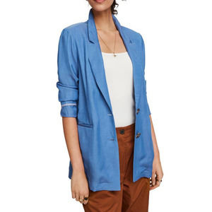 Scotch & Soda Linen Skye Blazer Azure Blue Size Small